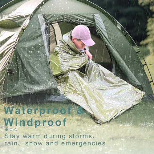 Emergency Sleeping Bag Survival Bag 3 Pack | Thermal Waterproof Mylar Bivy Sack for Adults | Portable Emergency Sleeping Bags for Survival, Extreme Cold, Camping, Hiking, and Outdoor Emergency Gear
