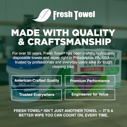 Fresh Towel Ultra Strong Center Pull Shop Towels, 300 Count, 9x12 Rags
