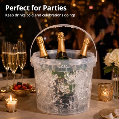 4 Pack 2.5 Gallon Plastic Bucket with Lid, Round Food Grade Large Storage Container for Water, Paint, Ice & Daily Use - color: Transparent, size: 2.5 Gallon