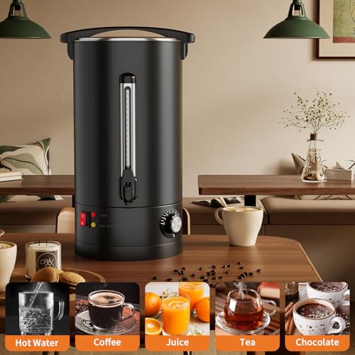 120-Cup (18L) Commercial Coffee Urn – Stainless Steel Double-Wall Insulated Hot Beverage Dispenser with Faucet & Auto Temperature Control for Catering, Office & Weddings – Black - size: 120 Cups/18L