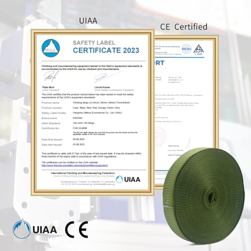NewDoar CE UIAA Certified 1 Inch Nylon Webbing Strap/Tubular Climbing Webbing - Heavy Duty Strap for Rescue, Climbing, Harnesses, Rock Work, & Firefighting - color: Armygreen, size: 1 inch x 10 Yard
