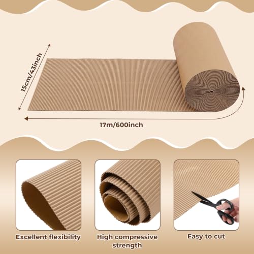 MotiMind Corrugated Cardboard Roll, 17 x 600 Inch Single Face Cushioned - color: Brown, size: 17 x 600 Inches