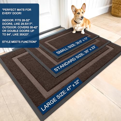 OLANLY Front Door Mat Outside 47x32, All-Season Heavy-Duty Rubber Doormat - color: Dark Brown, size: 47" x 32"