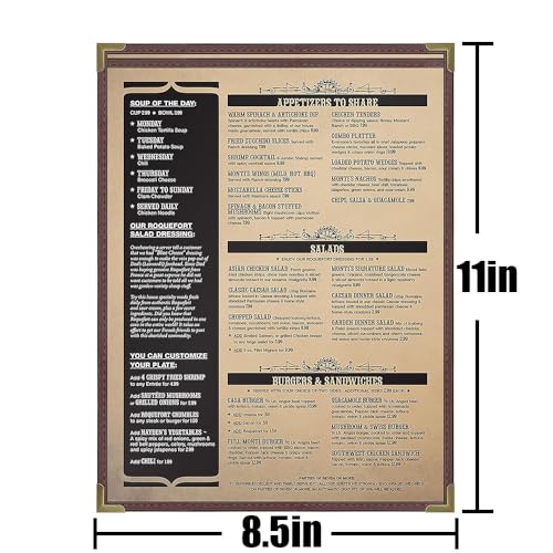 Goodsmart Pajco Style Restaurant Menu Covers – Pack of 10, Side-Loading Menu Holders, Single Stitched Edge, Clear Vinyl Menu Sleeves, Leatherette Trim, Gold Corners, Burgundy, 1 View (8.5" x 14") - color: Burgundy, size: 1 View - 8.5" x 14"