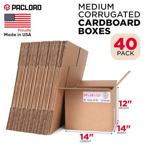 Medium Moving Cardboard Boxes 14"L x 14"W x 12"H (Pack of 40) - USA-Made Packing Boxes for Moving, Shipping, or Storage - USPS, UPS, FedEx Approved - Professional Packing Supplies - color: Pack of 40, size: Medium 14x14x12"