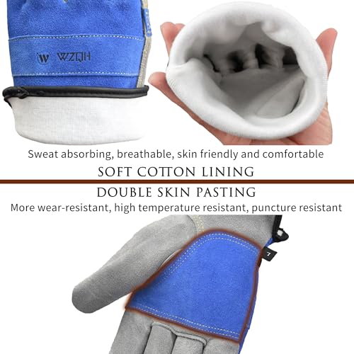 WZQH Leather Work Gloves for Men or Women.Gardening,Welding,Blue-Grey M - color: Blue - Grey, size: Medium (Pack of 1)