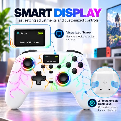 Exilapsire Wireless Controller for PC/Switch/Switch 2/iOS/Android, White - color: White
