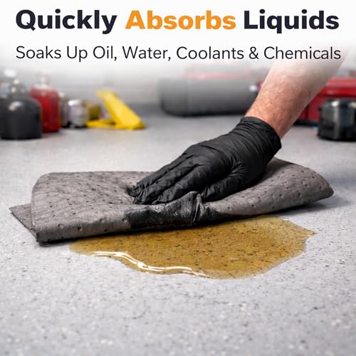 Basics Universal Absorbent Pads 16x18 in, Oil Water Coolant Spill, 200 Pack - size: 200-Pack