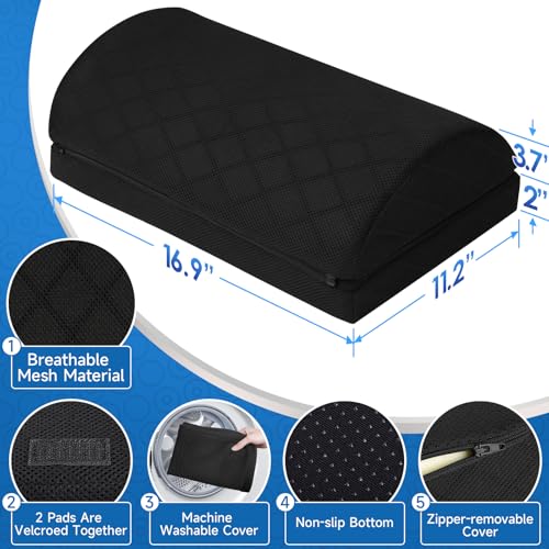 CushZone Foot Rest for Under Desk at Work, Black-16.9 in - color: Black, size: Large