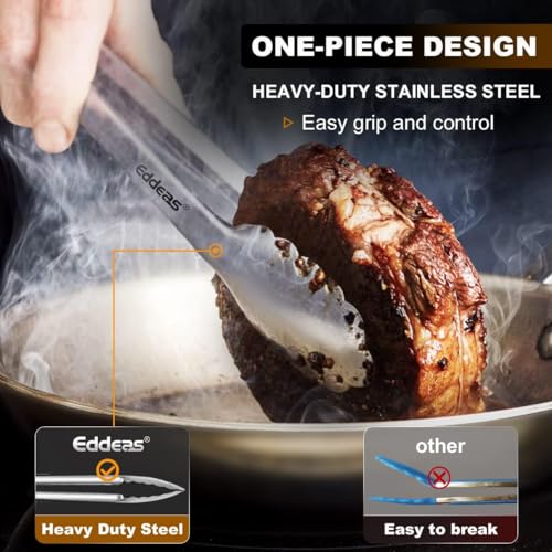 2PCS 9Inch Tongs for Cooking Heavy Duty All Metal Kitchen Tongs - color: Silver 2Pcs, size: 9 inch