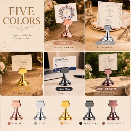 ERYTLLY 16 PK Place Card Holders 1.7 inches Table Card Holder Steel Card Holders for Weddings,Birthdays,Photos, Memo Notes, Restaurants (Black) - color: Black
