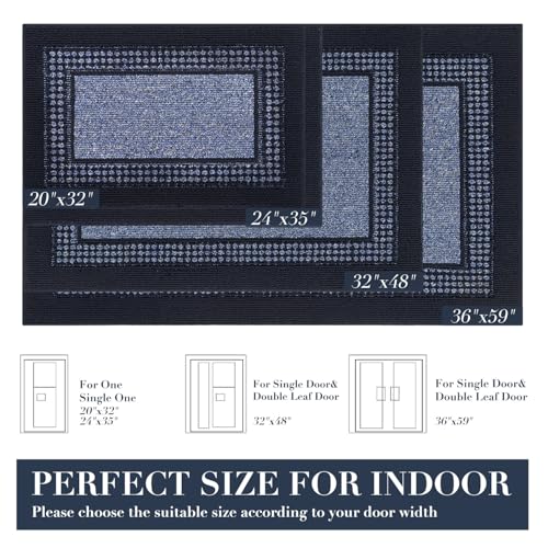 hicorfe Door mat 32"x48",Dirt Trapper Absorbent Non-Slip Welcome mat,Blue - color: Blue, size: 32"x48"(Rectangular)
