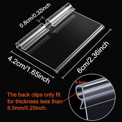 50PCS Basket Bin Labels Clip On,ChanQnTon Clear Plastic Label Holders for Storage Bins, Wire Shelf Price Tags,Merchandise Display Signs,50PCS 6X4CM Paper Inserts Included. - size: 6x4.2cm/2.36x1.65inches