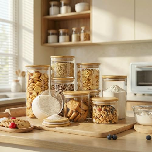 21 oz Glass Jars with Bamboo Lids, Airtight Food Storage Containers, 4 Pack - color: 21oz 4 Pack