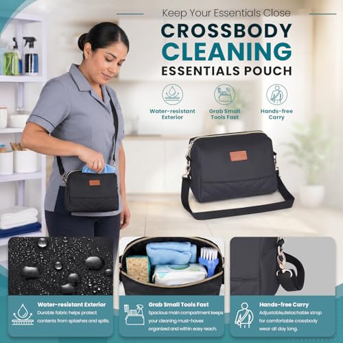 INSMEER Cleaning Caddy with Wheels,3 Removable Clear Bag and 1 Shoulder Bag
