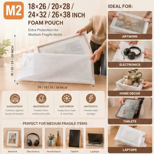 10 Pcs 26 x 38 Inch Extra Large Foam Packing Pouches, Moving Supplies - color: Single Size, size: 26 x 38 Inch