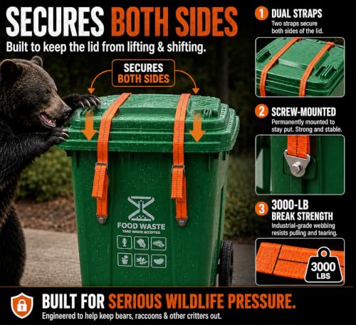 Bear Trash Can Lock Straps - Stop Trash Raids & Morning Mess