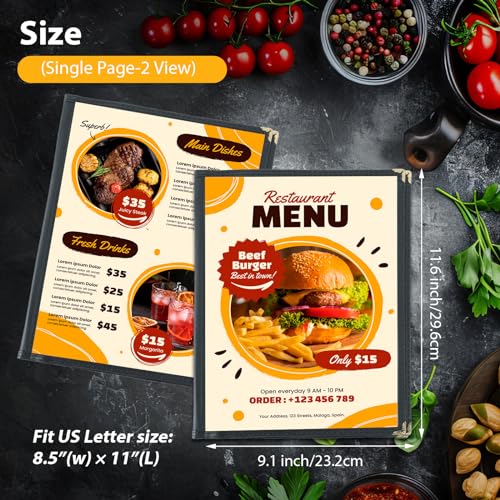 FLKQC 10pcs 4 Page Menu Covers, 8 View 8.5 x 11 Inch Clear PVC Menu Holder - size: 4 page 8 View