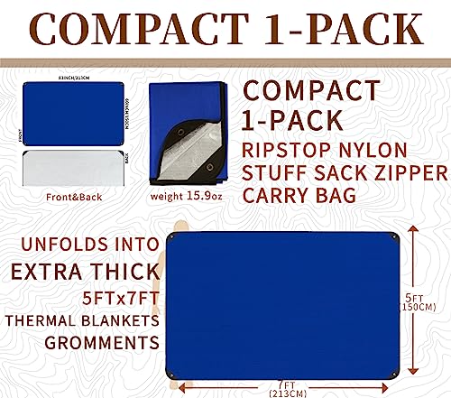Heavy Duty Survival Blanket -Multifunctional Reflective Tarp Thermal Blanket - 60" x 83" Waterproof Sandproof for Camping Hiking Outdoors Multifunctional Emergency Blanket… - color: Blue