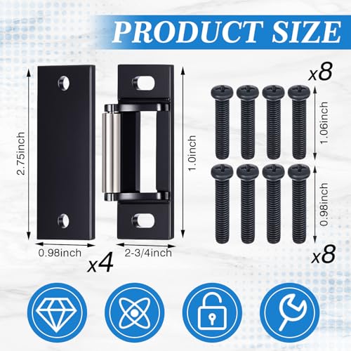 MorningRo 4 Sets Surface Mounted Roller Strike Plate for Exit Doors, Black - color: Black