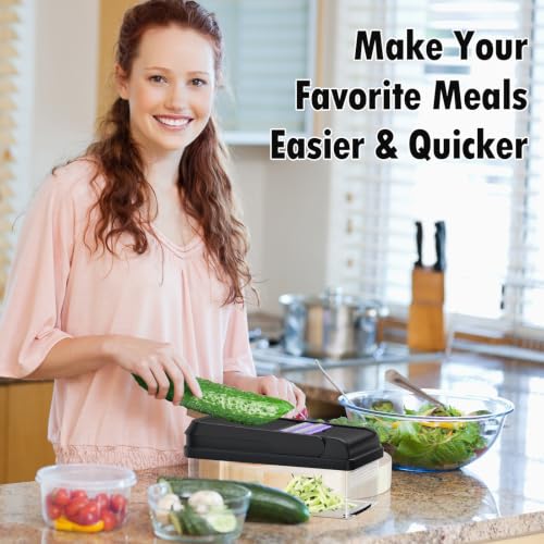 12-in-1 Vegetable Chopper with 7 Blades, Food Veggie Cutter, Purple - color: Purple, size: 7 Blades