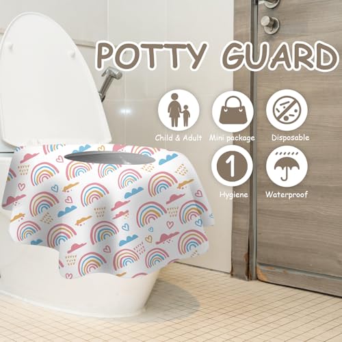 DEEKI 60 Pack Toilet Seat Covers Disposable, Safe No-Slip Waterproof for Kids Toddlers Use in Potty Training Public Restrooms Toilets, Portable Clean Covers for Adults Travel -Rainbow (60 P) - size: 60 P