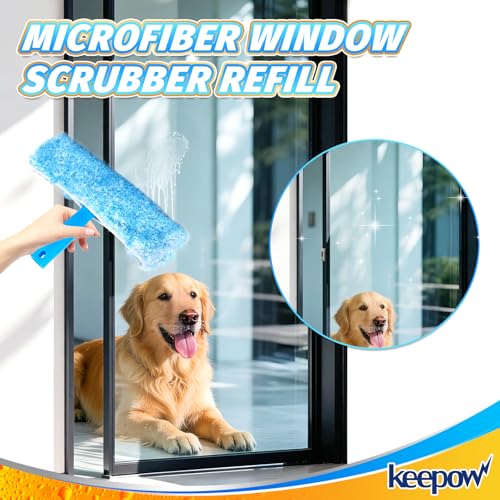 KEEPOW 3 Pack 10" Microfiber Window Scrubber Refill Compatible with MR.SIGA - color: 3 Pack