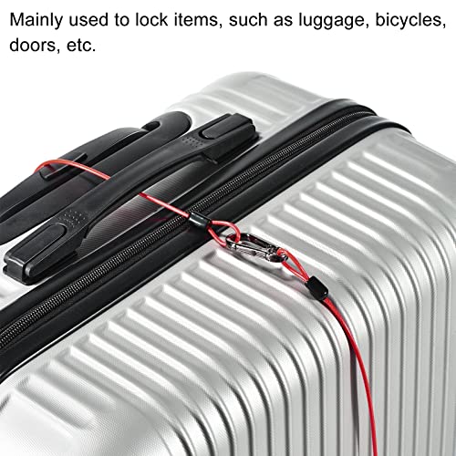 PATIKIL Security Steel Cable 2.5mm x 1.5m/4.92ft Coated Luggage Lock Wire Rope with Double Loop Red 2 Pack - color: Red, size: 2.5mmx1.5m