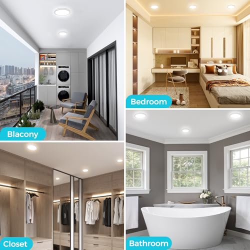 libtit 1Pack 4.7 Inch Small LED Ceiling Lights Flush Mount, 3000K 4000K 6500K Adjustable, 7W 700LM White Round Disk Light Fixture for Closet Basement Bathroom Hallway Kitchen Office Garage - color: White, size: 4.7In-1Pack
