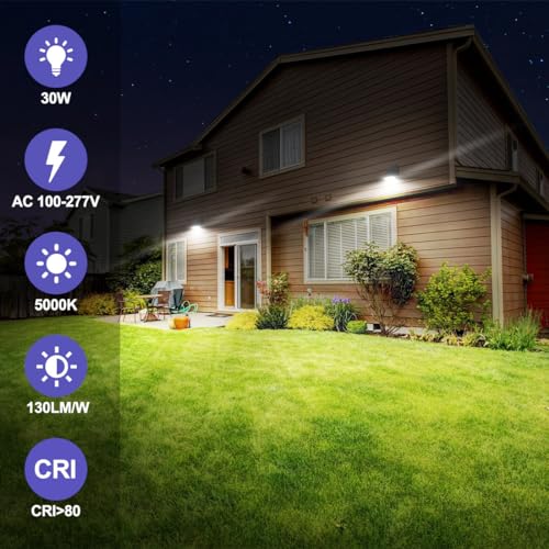 LED Wall Pack Lights with Dusk to Dawn Photocell, 30W, 5000K, 4Pack