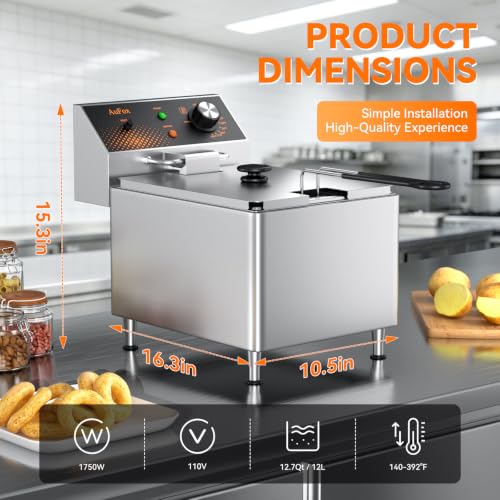 Commercial Deep Fryer with Basket 12.7Qt 1750W Electric Countertop Fryer - size: 12L