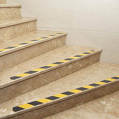 HAOT 2 Inch X 32.8ft Non Slip Safety Grip Tape for Stairs Steps Black/Yellow Non Skid Tread High Traction Friction/Strong Grip Abrasive Adhesive Hazard Caution Tape - color: Yellow/Black, size: 2" Width x 396" Long
