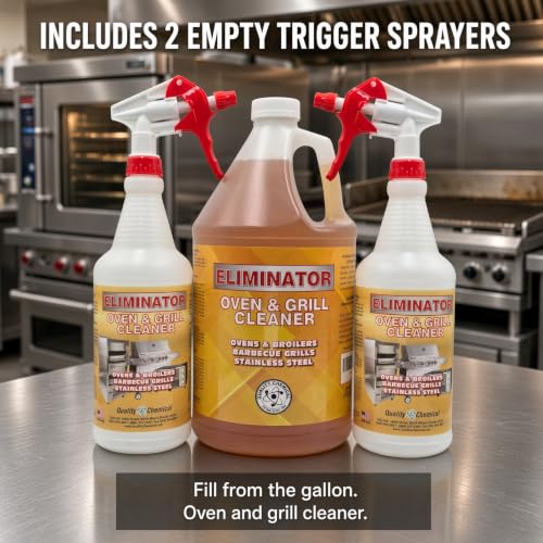 Quality Chemical Eliminator Oven & Grill Cleaner | Loosens Grease Fat Build-Up | Ovens Broilers BBQ Grills Hoods Stoves Fryers Stainless Steel | Ready to Use Soak 5-10 Min Rinse 128 oz (Combo)
