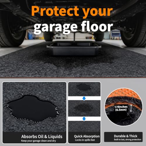 Oil Mat for Garage Driveway 72x60" 1/4" Thick Oil Drip Rubber Mat Under Car