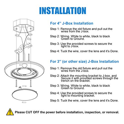 Closet Lights Motion Sensored Indoor Ceiling Mount LED-10W 5000K Closet Stair Porch Ceiling Pantry Motion Activated Light 6-7/8 Inch 90CRI 600lm Hardwire to Junction Box, No Battery, Damp Rated 4 Pack - color: 5000K Daylight 4PK