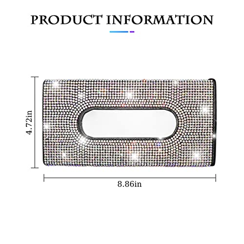 Bling Car Sun Visor Tissue Box Holder, Rhinestone PU Leather Crystal Sparkling Napkin Holder, Backseat Paper Towel Cover Case Car Accessories for Women (Multicolor) - color: Multicolor