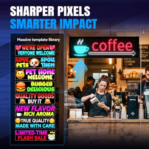 Rayhome Dual Row P8 Huge Programmable LED Sign, 39''x12'' Flexible Digital Scrolling Light Signs Custom Text Message Pattern LED Display for Store Restaurant Hotel. - size: 39''x12''