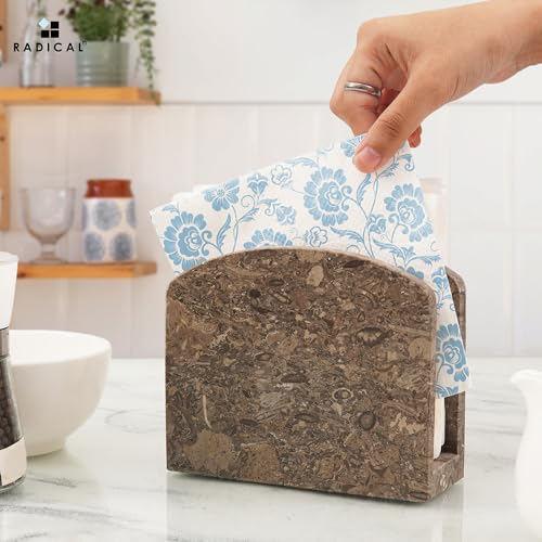 Radicaln Marble Napkin Holder for Table, 6.5 Inch Paper Napkin Organizer - color: Oceanic