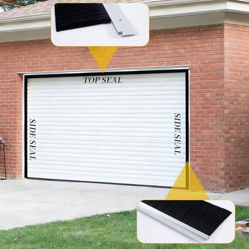 tonchean 16 x 8 Ft Two-Car Roll Up Garage Door Brush Seal Kit Top & Side