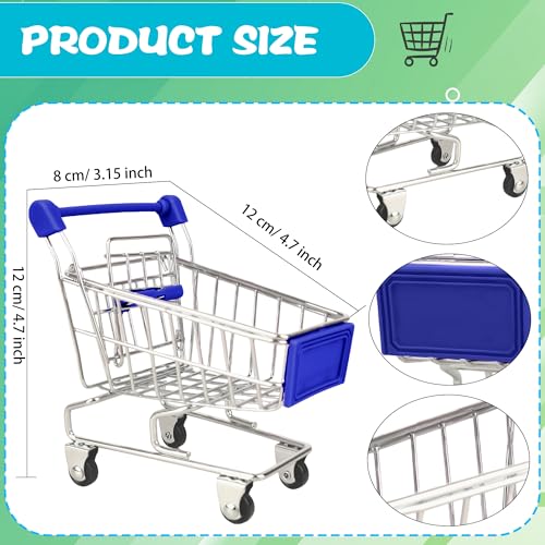 9 Pcs Mini Shopping Cart, Tiny Supermarket Handcart, Desk Shopping Cart Toys, Bulk for Kids, Desk Decoration, Doll House, Cosplay Accessory, 9 Colors