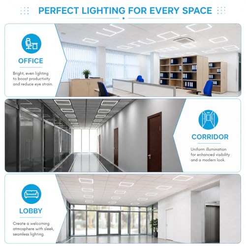 FlipLed 12 Pack 2X2 FT Edge-Lit Frame LED Panel Lights,5CCT Selectable 3000K-6500K, 2600/3900/5200LM,20W/30W/40W Switch, Grid Drop Ceiling Lights,0-10V Dimmable, Damp Rated,100-277V,ETL Listed