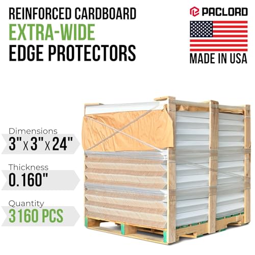 Extra-Wide 24" x 3" x 3" Reinforced Cardboard Edge Protectors - color: Thickness: 0.16", size: Full Pallet