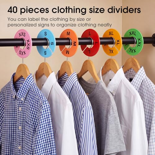 EBOOT 40 Pcs Clothing Size Dividers Closet Size Divider Hanger, Pastel - color: Pastel