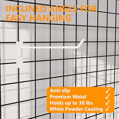 12'' Gridwall Pegs Hooks White, 25 PCS Grid Wall Utility Hooks - color: White, size: 12 Inch