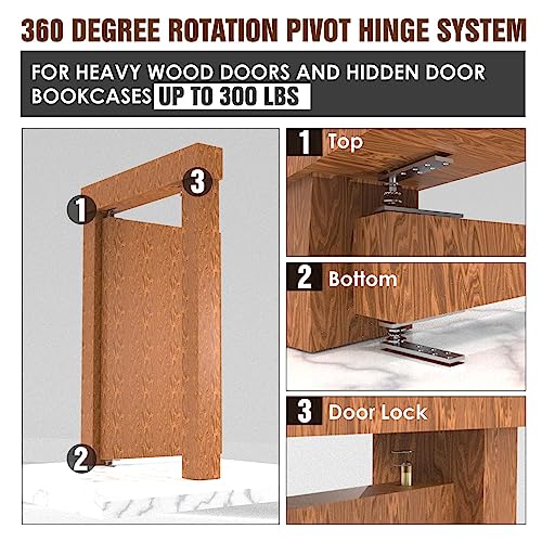 Hidden Door Pivot Hinge Heavy Duty 200LB Wood Door Hardware 2PCS - style: Heavy Duty 2PCS