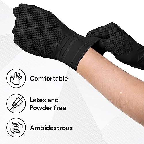 WECARE 8 Mil Nitrile Gloves - Heavy Duty Mechanic Gloves, with Diamond Grip - Powder and Latex Free Disposable Gloves - size: X-Large