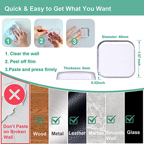 Door Stopper Wall Protector - Wall Shield Bumper Guard from Door Knobs,Sturdy Self Adhesive,Soft and Transparent,Washable Reusable Shock Absorbent Gel for Home Office (Thicken Square, 12pcs) - size: 12 pieces, style: Thicken Square