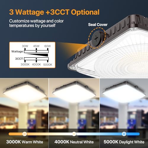 60W LED Canopy Lights 4Pack: Selectable Wattage 60/45/30W 3CCT - size: 60W-4Packs