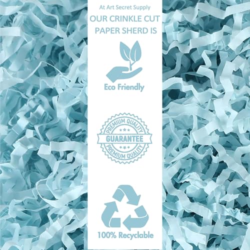 Art Secret Crinkle Cut Paper Shred Filler for Packing and Filling Gift Baskets - 2 LB (Blue) - color: Blue