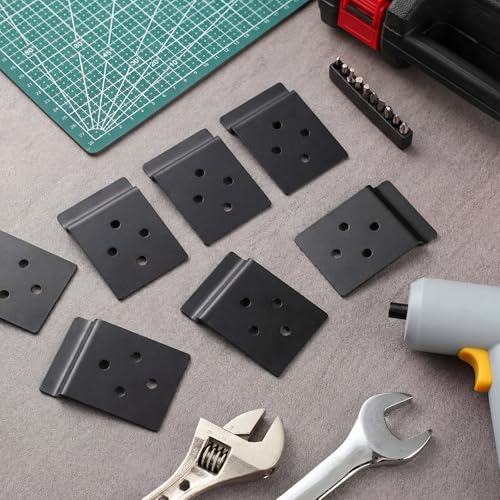 Pelopy 20 Pack Slatwall Metal Plate Mount Backplate Mounting Adapter to Make Items Slatwall Compatible Heavy Duty Steel Bracket with 4 Pre-Drilled Holes Backplate for Secure Display (Black) - style: Black